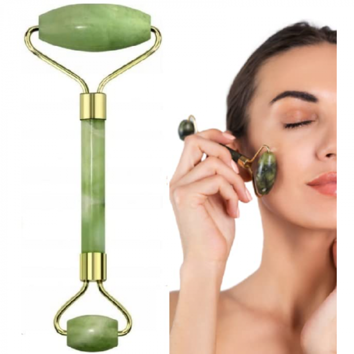 MASAJEADOR FACIAL A RODILLO DE PIEDRA DE JADE